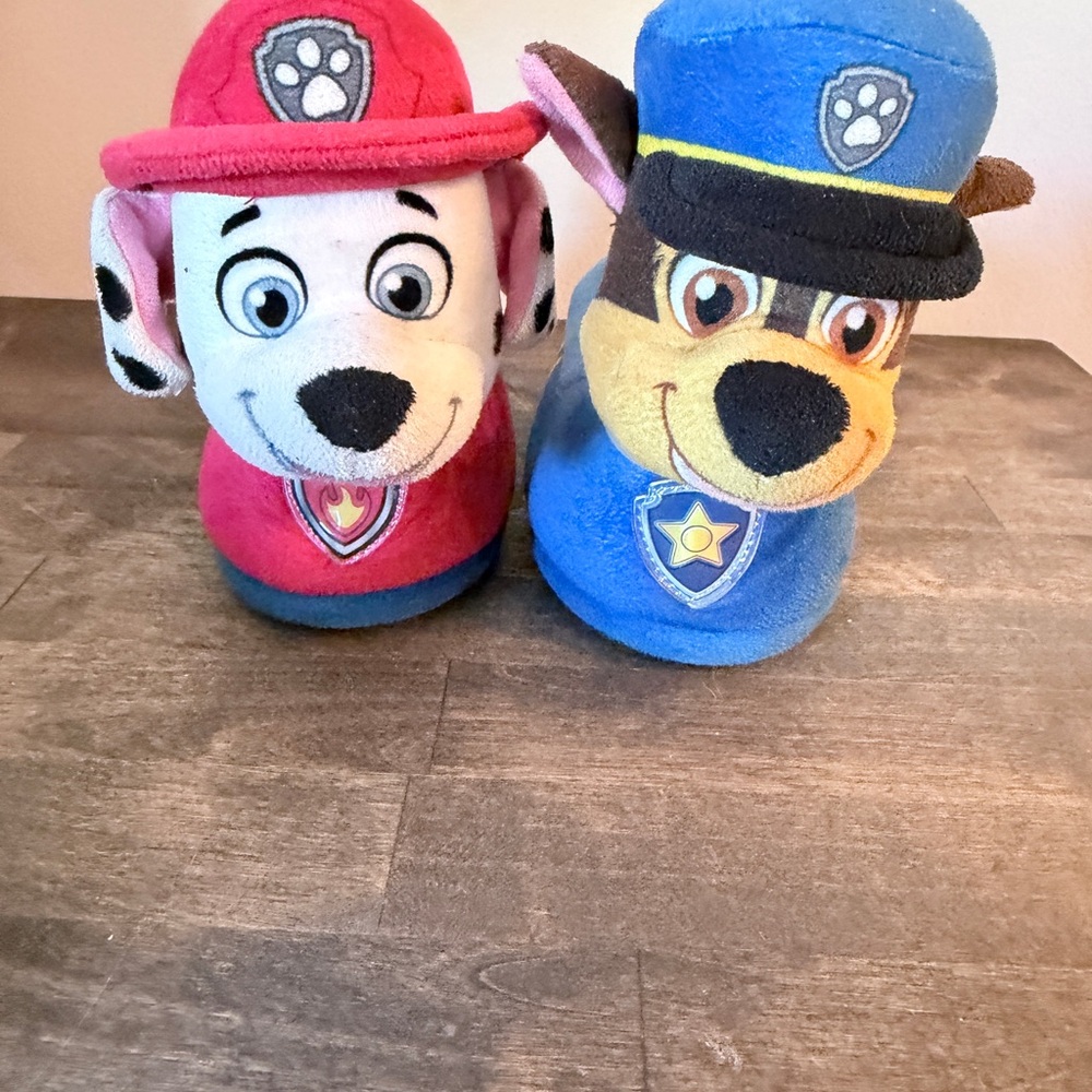Paw Patrol Red and Blue Plush Character Slippers
